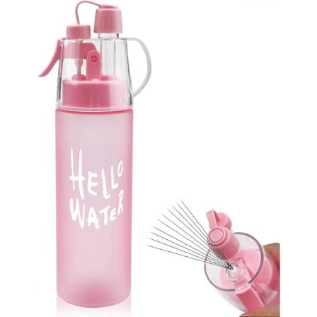 Vannsprayflaske Drikkeflaske med spray Sportsvannflaske for utendørs hydrering 580ml Drikkeflaske med Flip Straw, for fukting og nedkjøling