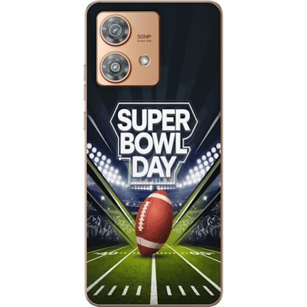 Yhteensopiva Puhelinkuori Motorola Edge 40 Neo Super Bowl Day juliste, jossa amerikkalainen jalkapallo valaistuksella varustetulla areenalla dramaatti