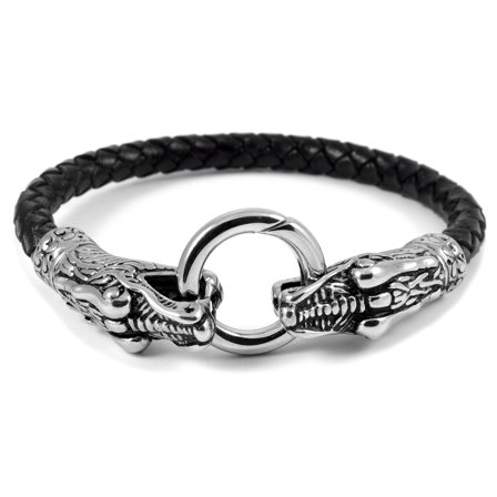 Snakes Bolo Braided Leather Bracelet for Men - Braided Bracelets