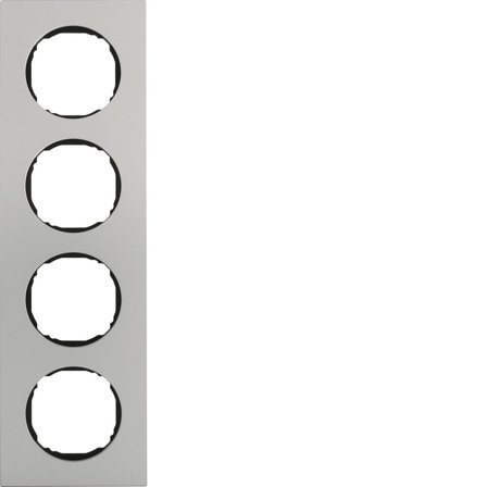 Hager 10142674 Dekkramme for boks Berker R.8, aluminium 4 rom, Strømbrytere & vegguttak