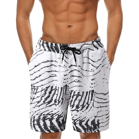 Randiga sommarstrandshorts med elastisk midja och dragsko, badshorts för män, hawaiianska semesterkläder, badbyxor för män