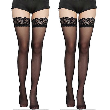 2 par svarte sexy lange strømper blonde knestrømper sklisikre tubestrømper utkledningsrekvisitter med sklisikker silikon for kvinner og jenter