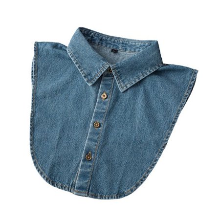 Snøfnugg Denim Falsk Krage for Kvinner, Avtakbar Blusekrage med Knappdesign, Stilig Halv Falsk Skjorte for Gensere og Kjoler