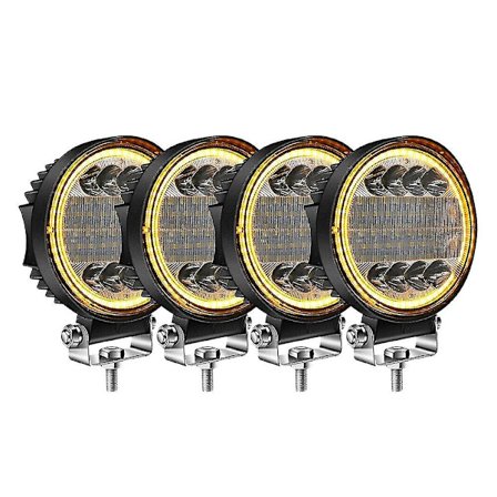 4x Led Arbetslampa Poddar Rund Amber Spot Combo Ljus Amber Dimljus För Off Road Suv-rx_Gift
