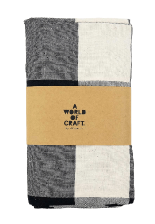 A World of Craft Eco big check Duk 140x250 natur/svart Bordstextil Svart CM