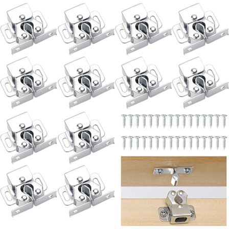 12 Pakk Dobbel Rulle Låser Skapdør Lås, Skapdør Låser Låser for Rustfritt Stål Dører Dør Låser med 48 Skruer