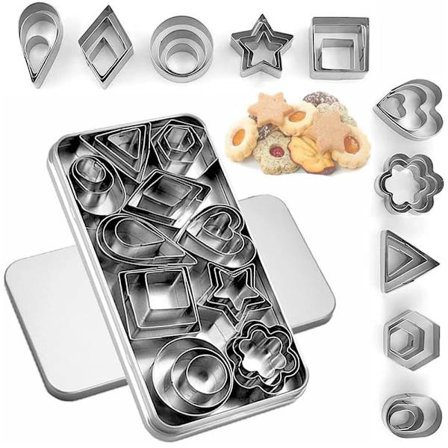 Mini Kageudstikker Sæt, 30 små udstikkere til at skære dej, tærtedej og frugt