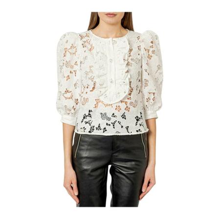 Custommade, Lace Blouse with Ruffled Detail Biały, Kobieta, Rozmiar: S