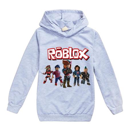 Roblox Game Printed Hettegensere Barn Gutter Jenter Langermet hettegenser Genser Uformell topper Genser Gray 11-12 Years