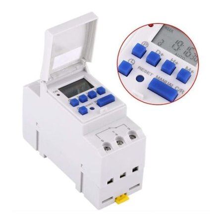 Programmerbar digital timer, digital timer, LCD-display, ugentlig digital timer med programmering, programmerbar digital timer på DIN-skinne (220V)