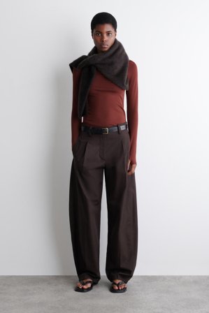 COS Women's Slim Lightweight Long Sleeve Top in Red