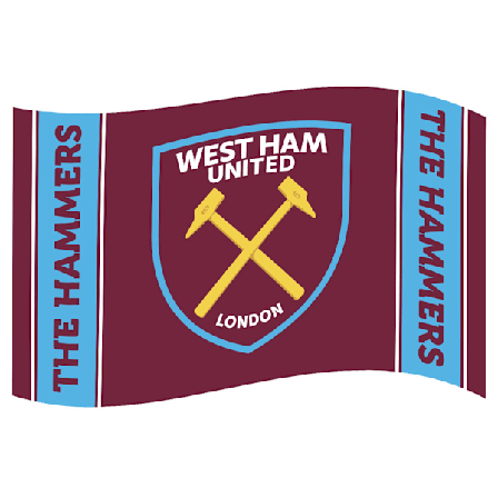 West Ham United FC Randig Vapenflagga En Storlek Claret/Blå