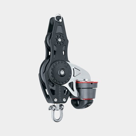 Bloque de violín con grillete Harken Carbo Air 57 mm, giratorio, con rodamiento deslizante, con perno de fijación y mordaza, para cabos Ø6 - 10 mm