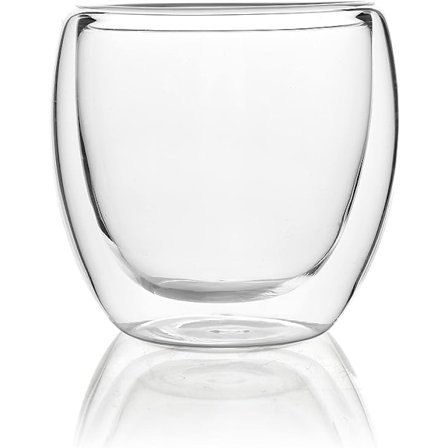 Dubbelväggiga Glaskaffemuggar utan Handtag, 2.5 oz /8.5 oz /13oz Tekoppar, Klar Glasdricksvara för Espresso, Cappuccino, Latte, Varma Drycker (8.5 O