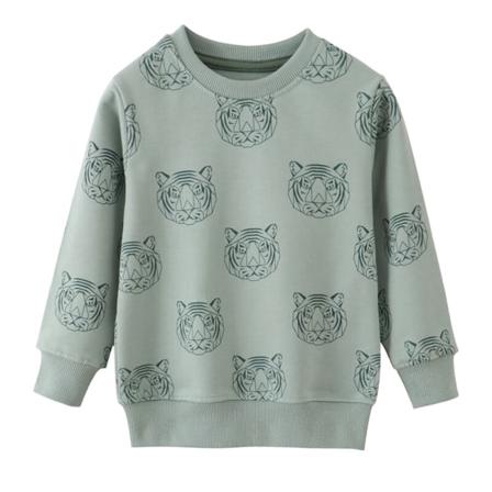 Pojkar Crew Neck Fall Toppar Tiger Printed Hoodies