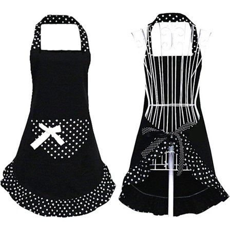 Svart Søte Jenter Sløyfe Morsomme Forklær Dame Kjøkken Restaurant Dame Kakeforkle med Lomme