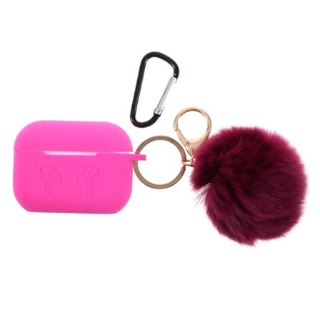 AirPods Pro silikoninen turkispallo koriste kotelo - Ruusu