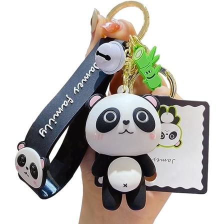 IC Sød Panda Nøglering Kawaii Nøgleringe Håndledsrem Armbånd Nøgleringe Gaver til Pige Kvinde