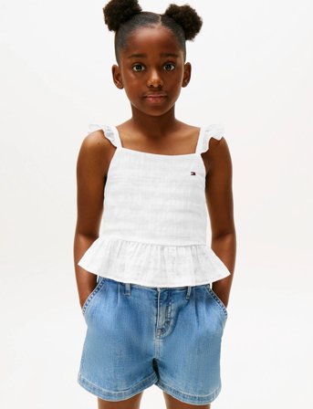 Tommy Hilfiger Textured Cotton Top Slvls - White - 152