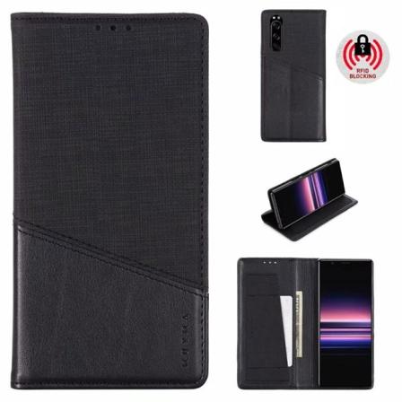 Sony Xperia 5 Elegant Fodral I Pu-läder Med Rfid Block Svart