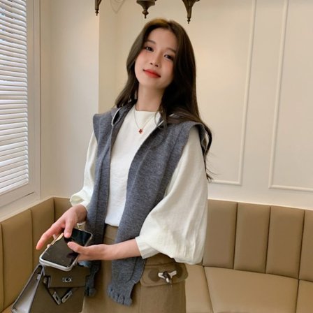 Stickad Huvsjal Cape Knotted Scarf GRÅ