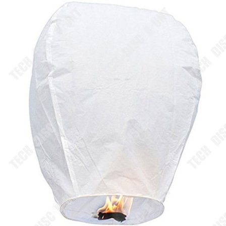 Flygande lykta - Kung Ming - Vit - Brandsäker papper - 83 cm - Festdekoration