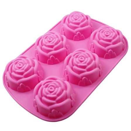Kageform 3D Genanvendelig 6-rums Non-stick Rose Blomst Form Fondantform til Køkken