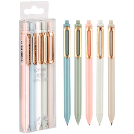 Gelpennor, 5 st 0,5 mm Svarta Bläckpennor Fin Spets Smidig Skrift, High-End Serie Pennor