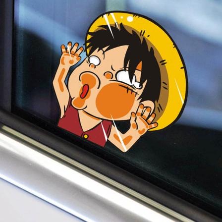 2 kpl Anime One Piece Monkey·D·Luffy vinyyliautotarrat seinälle, kannettavalle tietokoneelle jne.