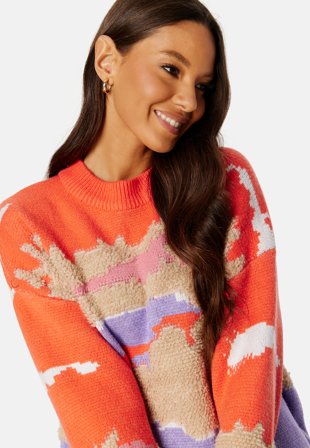Object Collectors Item Frida L/S Knit Pullover Hot Coral Detail:Mix Klær