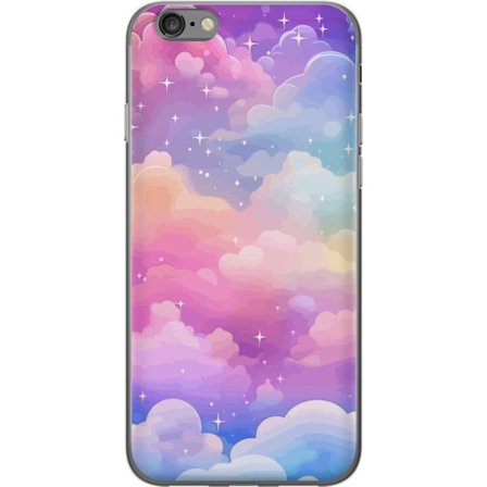 Kompatibelt Mobildeksel til Apple iPhone 6 Søt enhjørning med regnbuefarget hår mot en stjernebelagt pastellbakgrunn i kawaii-stil