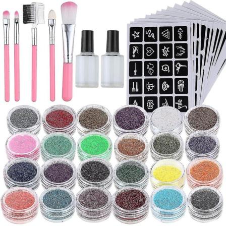 CDQ Glitzer Tattoo Set, Nytt Glitzer Tattoo-Kit med 24 gröna