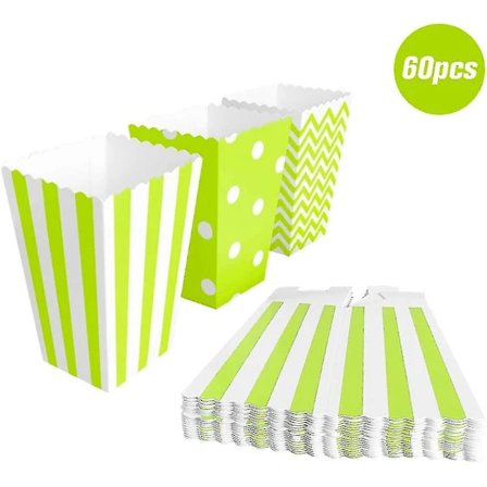 60 stk. Popcornposer Slikbeholdere Popcornæsker Festposer Til Popcorn Saltstænger Og ChokoladebarerBY