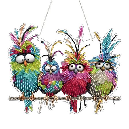 Dobbeltsidet Fugle Diamant Kunst Sæt, Specialformet 5D DIY Rhinestone Maleri med Akryl Diamanter til Vindue Væg Hængende Dekoration