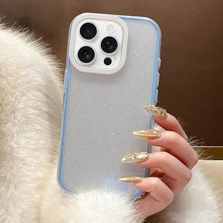 iPhone 16 Pro Max Glitter Kontrastfärg PC Hybrid TPU Skal