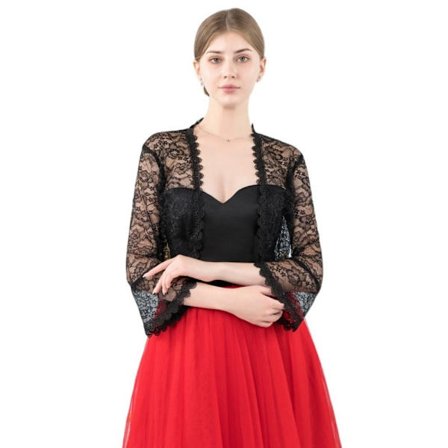 Spets Sjal Bröllop Cape SVART