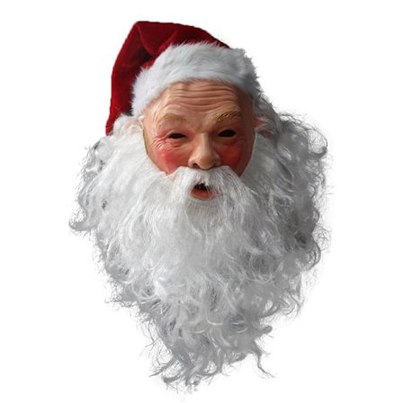 Nissemaske, hvitt skjegg, krøllete hår, bestefar, nisse L