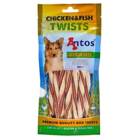 Antos Hundesnacks Kylling og Fisketwists - 100g