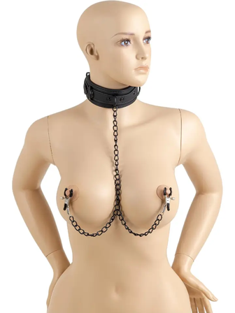 Virgite Collar With Nipples Clamps - Vuxen.se - Bröstklämmor, nipple klämmor för BDSM