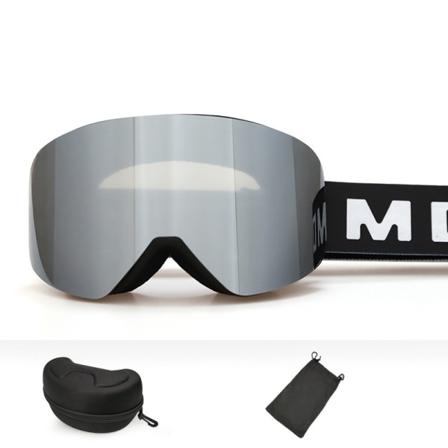 Magnetiske ski anti-dug snebriller, blank sort stel Sort
