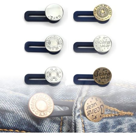 Gummistrikk Knappforlenger for Jeans, Bukser, Skjørt eller Mansjetter