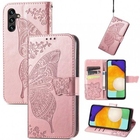 Samsung A13 5G / A04s lompakkokotelo PU-nahkainen 4-POCKET Motif Butterfly