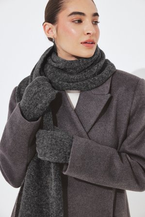 NA-KD Knitted Alpaca Blend Mittens - Handschuhe - Grau - One Size