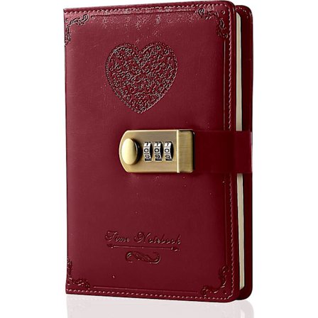 B6 Dagbok med lås för flickor - Läderlösenordslåsande journal Söta hemliga dagböcker Anteckningsbok med kombinationslås