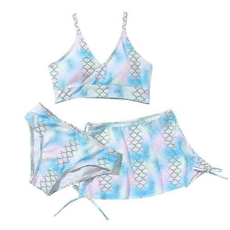 Sommer Lille Piger Tankini Badedragt Sæt 3 Stk/sæt Strand Surf Badetøj 8-12 År Børn Pige Polstret Bikini Badedragt Sæt