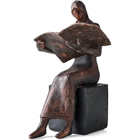 Hjemmeindretning Læsestatue, Tænkerstatue Statue Stue Kontor Bibliotek Skab Dekoration (W Bronze)
