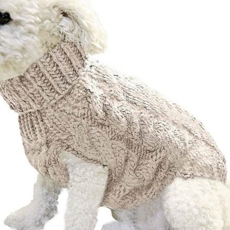 Hundetrøje Varm Kæledyr Frakke Strikket Uld Vintertrøje til Små og Mellemstore Hunde (Beige, XL) (XL, Beige)