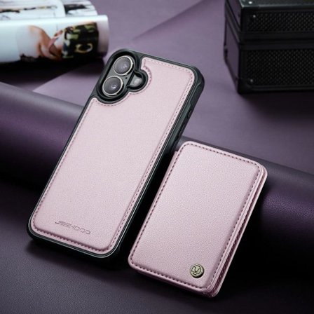 (For iPhone 16) Avtakbart magnetisk lommebokdeksel med RFID-blokkering og stativ, 4 kortspor, støtdemping, støtter MagSafe trådløs lading