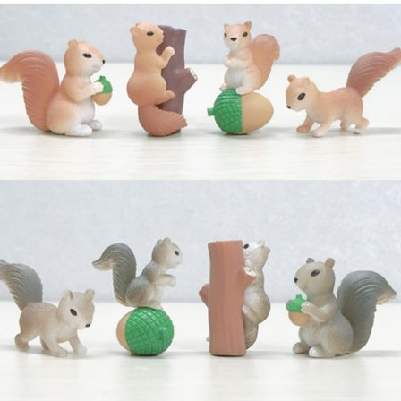 8-delt tegneserieekorn dekorasjon simulering PVC dyr gjør