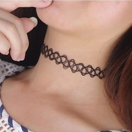 Svart fiskesnöre choker tatuering halsband pärla